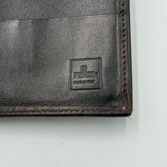 Fendi Dark Brown Leather and Canvas Double Snap Wallet - Picture 8 of 15